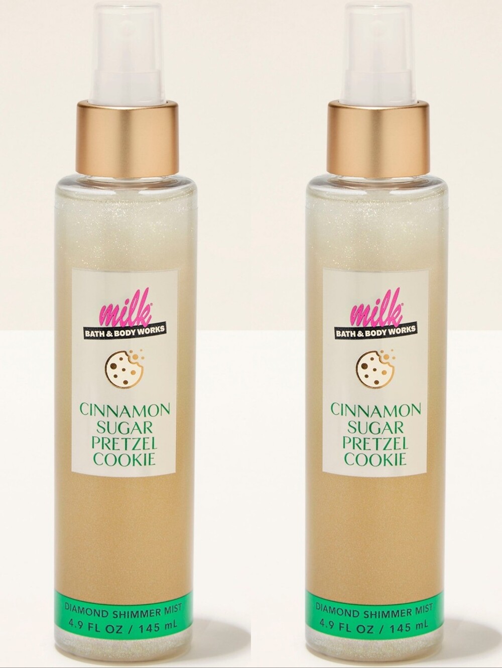 Bath Body Works Cinnamon Sugar Pretzel Cookie Diamond Shimmer Mist Set of 2 NEW